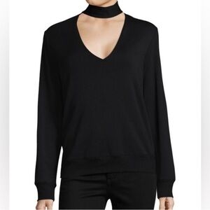 BAILEY 44 Women's Cut Black Eye Splice Choker Long Sleeve Sweatshirt XS